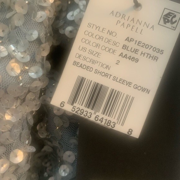 Adriana Papell Blue Sequin Gown NEW! - Picture 11 of 11